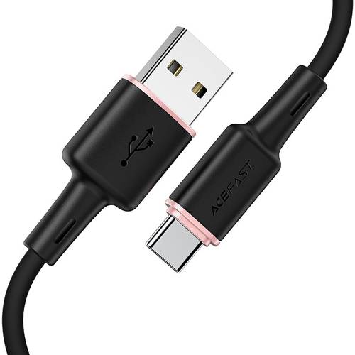 كيبل شحن سريع سيليكون USB-A إلى Type-C من سبائك الزنك بقوة 3A من Acefast C2-04 - أسود