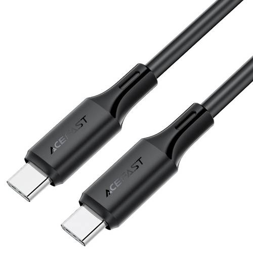 كيبل شحن ونقل بيانات تايب سي إلى تايب سي (USB-C) سيليكون ناعم ومرن بقوة 60 واط موديل C17-03 من Acefast - أسود