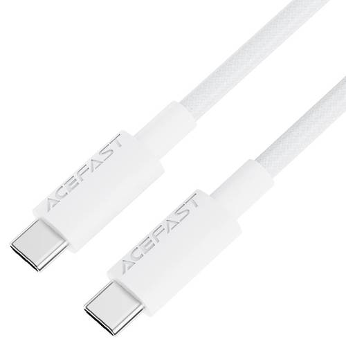 كيبل شحن ونقل بيانات تايب سي إلى تايب سي (USB-C) قماشي مضفر بقوة 60 واط موديل C18-03 من Acefast - أبيض
