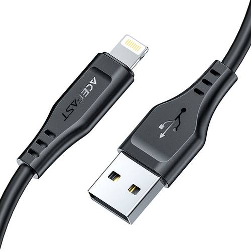 كيبل شحن للآيفون مرن (TPE) معتمد من آبل (MFi) USB-A إلى Lightning بقوة 2.4A Acefast C3-02 - أسود