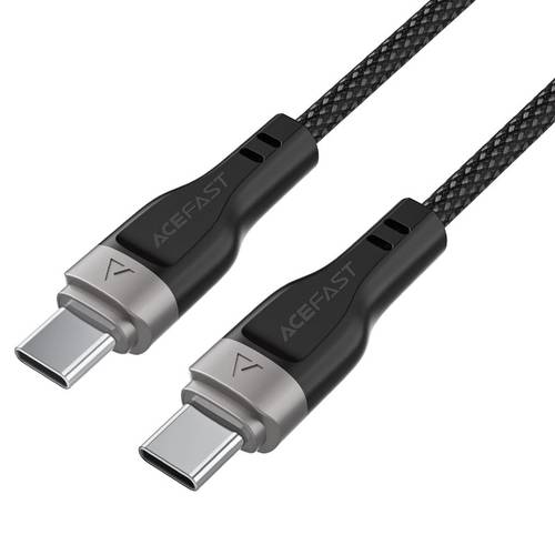 كيبل شحن قماشي مغناطيسي ذكي Type-C إلى Type-C من سبائك الزنك بقوة 60 واط Acefast C11-03 - أسود