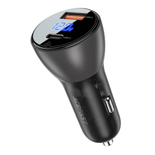B6-63W شاحن سيارة سريع مع شاشة رقمية بمنفذين USB-C و USB-A