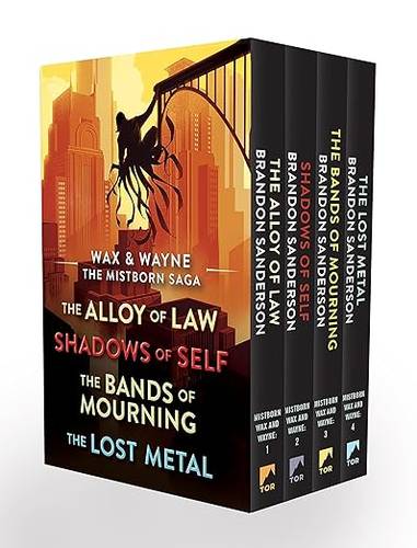 Wax and Wayne, The Mistborn Saga Boxed Set: Alloy of Law, Shadows of Self, Bands of Mourning, and The Lost Metal Paperback – November 7, 2023 by Brandon Sanderson