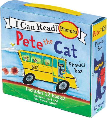 Pete the Cat 12-Book Phonics Fun!: A Box of 12 Mini-Books Featuring Short and Long Vowel Sounds – Expert-Reviewed Beginning Readers for Kids (Ages 3-6) (I Can Read Phonics Fun) by James Dean