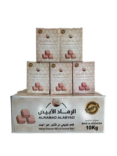 فحم مكعبات الرماد الابيض كرتون ١٠ كيلو مع نص كرتون مجانا