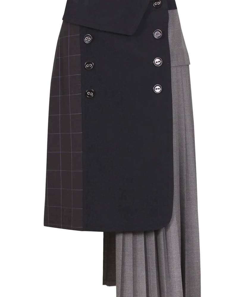 Asymmetric pleats trench skirt