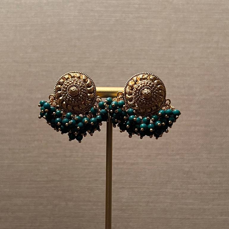 pearly earrings - green - #25