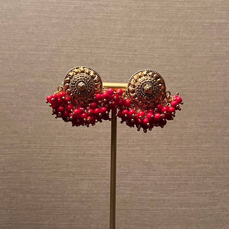Pearly earrings - red - #22