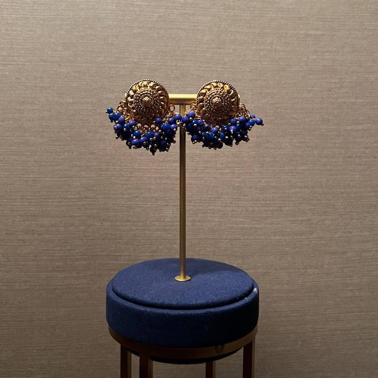 pearly earrings - blue - #24