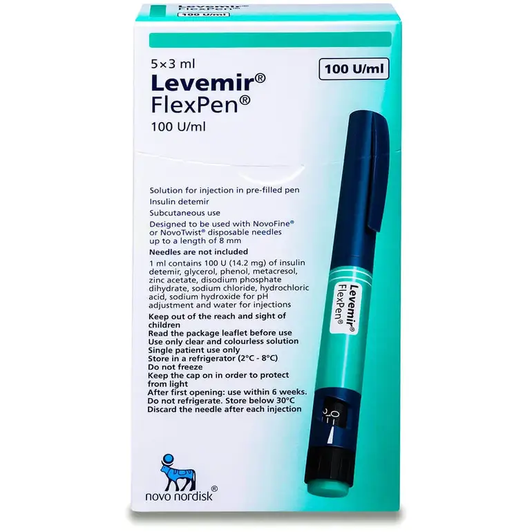 Levemir 100 IU/ml Flexpen 5 pcs 3 ml (Refrigerator)