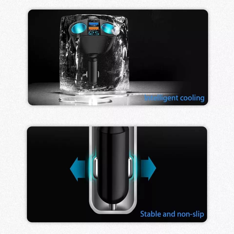 QC3.0 شاحن سيارة 12 فولت/24 فولت المزدوج USB محول الطاقة سيارة ولاعة السيجار المقبس Type-C + QC3.0 + 2.4A الأزرق LED شاشة ديجيتال 120 واط