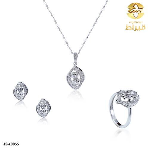  نصف طقم ذهب ابيض مع الماس عيار 18