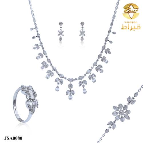  طقم  ذهب ابيض مع الماس عيار 18