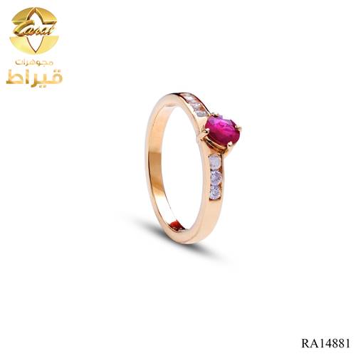 خاتم ذهب مع الماس و ياقوت عيار 18