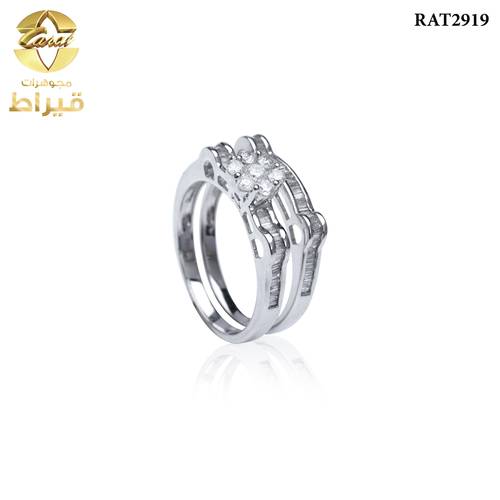 خاتم ذهب ابيض مع الماس عيار 18