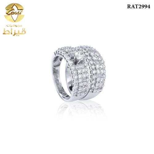 خاتم ذهب ابيض مع الماس عيار 18