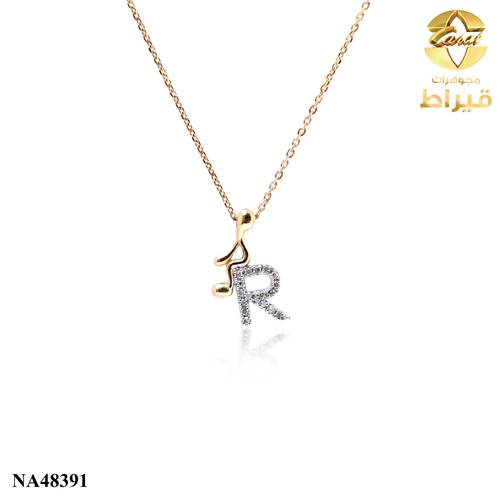 عقد ذهب مع الماس عيار 18