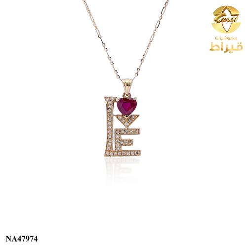 عقد ذهب مع الماس و ياقوت عيار 18