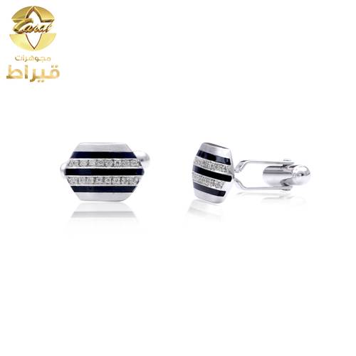 GENTS SILVER CUFFLINK WITH DIAMONDS 