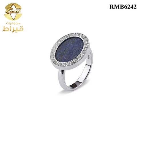 خاتم رجالي من فضة 925 مع لبيس و موسانايت