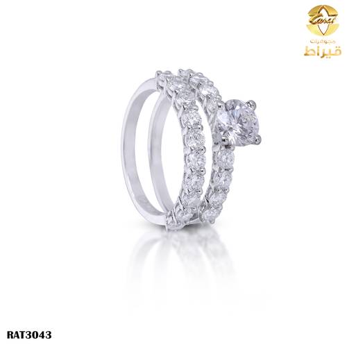 خاتم ذهب ابيض مع الماس زراعي عيار 18