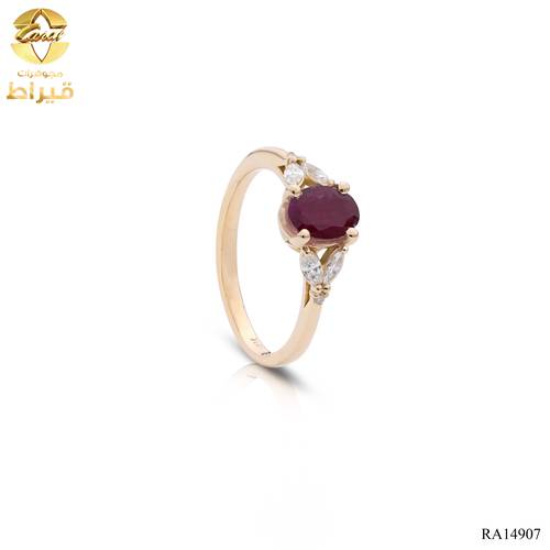  خاتم ذهب مع الماس و ياقوت عيار 18