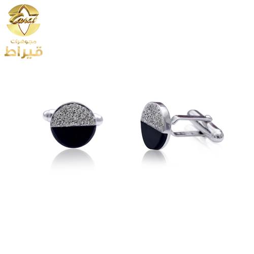 GENTS SILVER CUFFLINK WITH DIAMONDS 