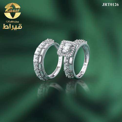 خاتم ذهب ابيض مع الماس عيار 18