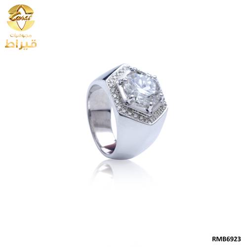  خاتم رجالي , فضة ,خاتم سيلنوفا مع الماس  و موسانايت