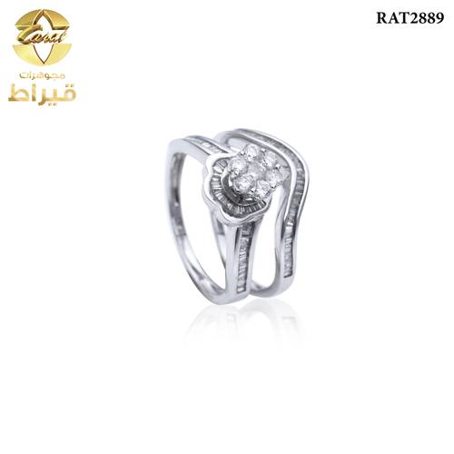 خاتم ذهب ابيض مع الماس عيار 18