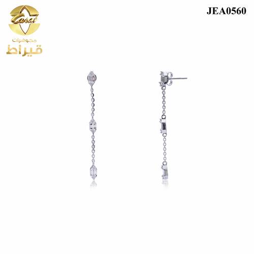 حلق ذهب ابيض مع الماس عيار 18