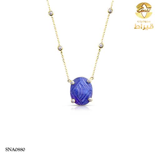 عقد فضة مع عقيق و موسانايت عيار 925