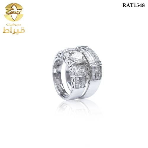 WOMEN'S 18K WHITE GOLD TWINS RING WITH DIAMONDS