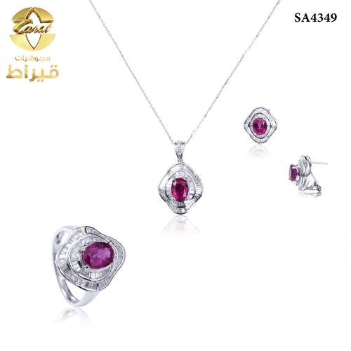  نصف طقم ذهب ابيض مع الماس عيار 18