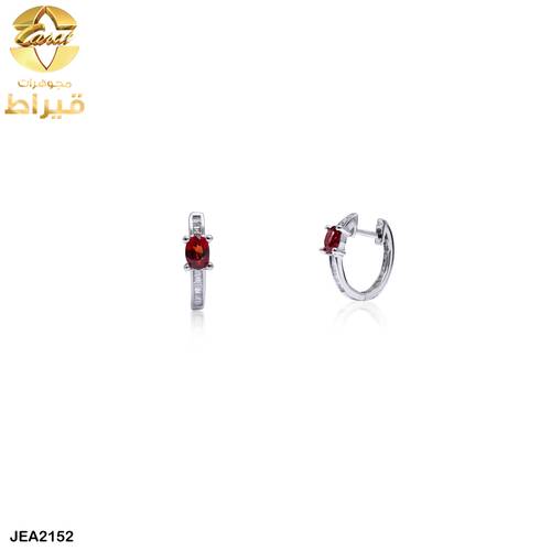 WOMEN'S 18K WHITE GOLD EARRING WITH DIAMOND AND RUBY