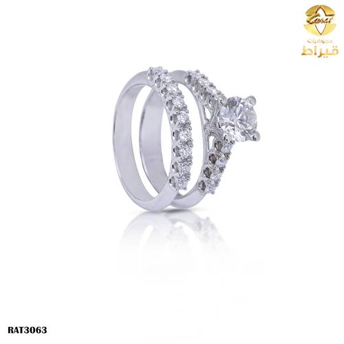   خاتم ذهب ابيض مع الماس زراعي عيار 18