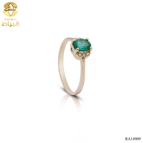 WOMEN'S 18K GOLD AND CVD RING WITH EMERALD