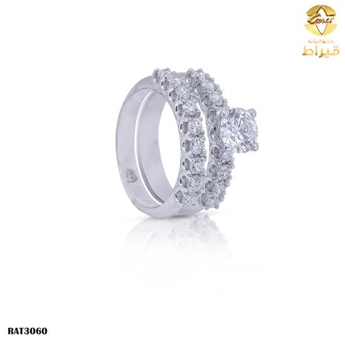  خاتم ذهب ابيض مع الماس زراعي عيار 18
