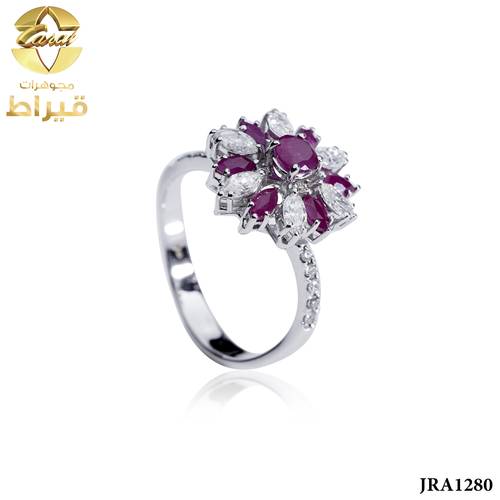  خاتم ذهب ابيض مع الماس عيار 18