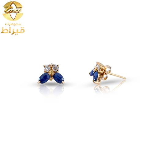 WOMEN'S 18K GOLD EARRING WITH DIAMOND AND SAPPHIRE