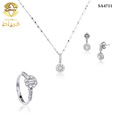  نصف طقم ذهب ابيض مع الماس
