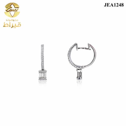  حلق ذهب ابيض مع الماس عيار 18