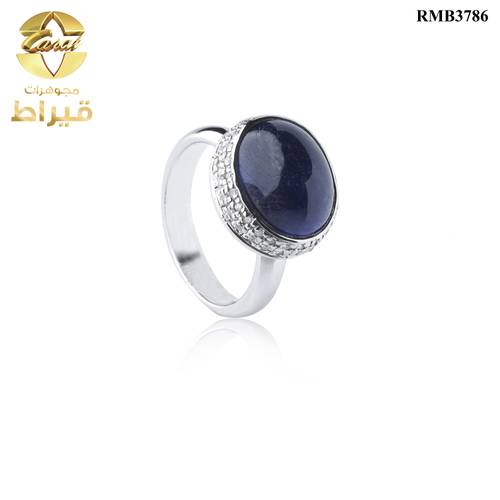 خاتم فضة مع الماس و زفير عيار 925