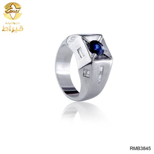 خاتم فضة مع الماس و زفير عيار 925