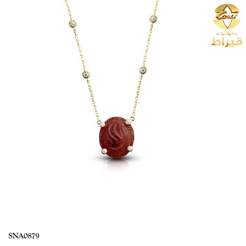  عقد فضة مع عقيق و موسانايت عيار 925