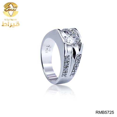خاتم فضة مع الماس و موسانايت عيار 925