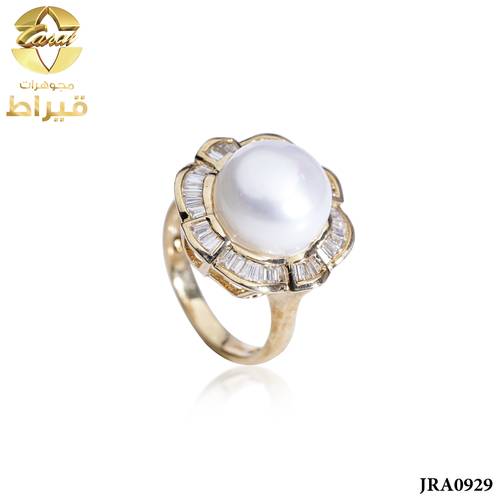 خاتم ذهب مع الماس و لولو عيار 18