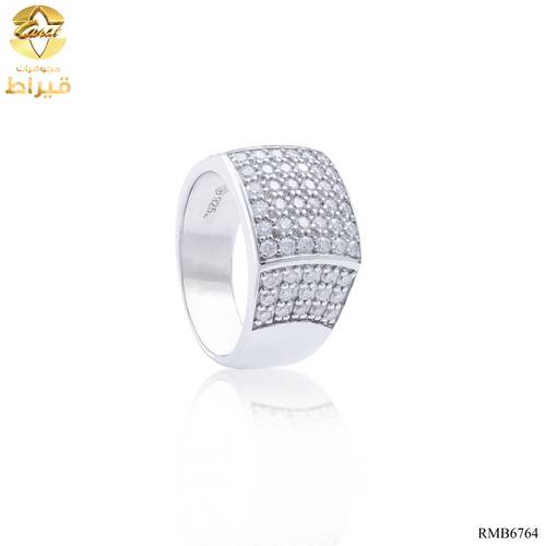 خاتم فضة مع موسانايت  عيار 925