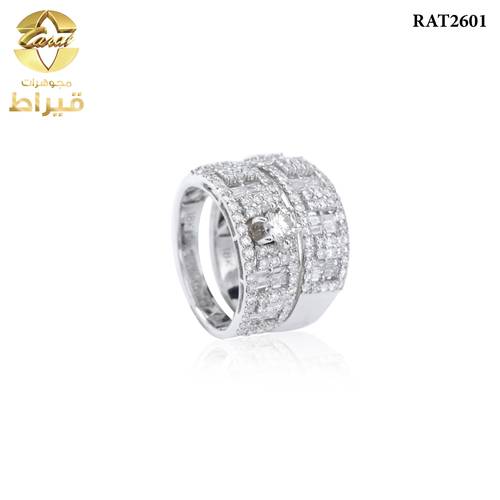 خاتم ذهب ابيض مع الماس عيار 18