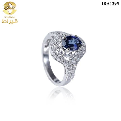 WOMEN'S 18K WHITE GOLD DIAMOND RING WITH SAPPHIRE